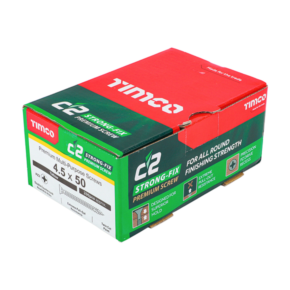 TIMCO, Timco C2 Strong-Fix PZ2 Countersink Screws 4.5 x 50mm-200pcs