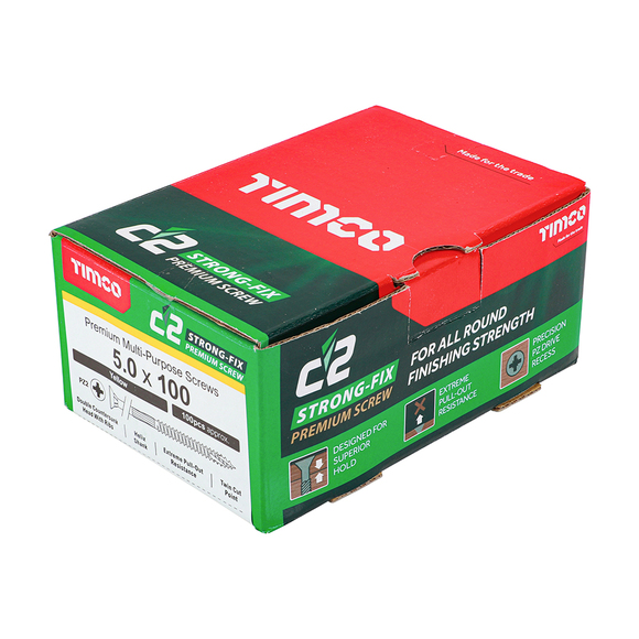 TIMCO, Timco C2 Strong-Fix PZ2 Countersink Screws 5.0 x 100mm-100pcs