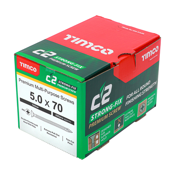 TIMCO, Timco C2 Strong-Fix PZ2 Countersink Screws 5.0 x 70mm-200pcs