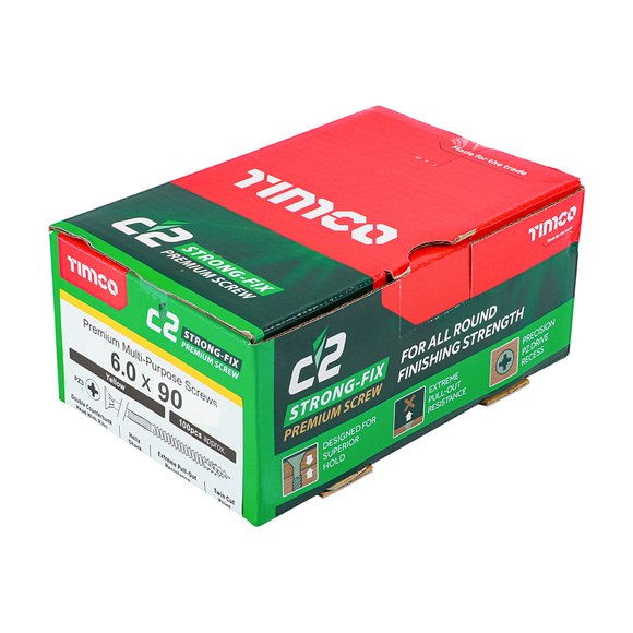 TIMCO, Timco C2 Strong-Fix PZ3 Countersink Screws 6.0 x 90mm-100pcs