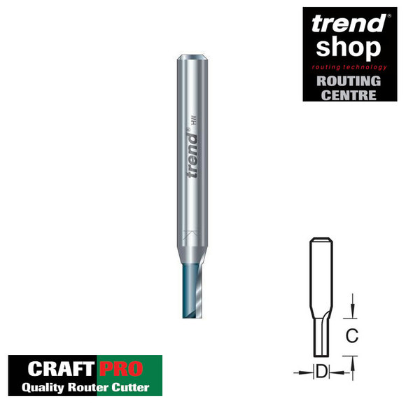 Trend Routing, Trend C012B CraftPro Two Flute Cutter 9 mm Diameter 1/2" Shank