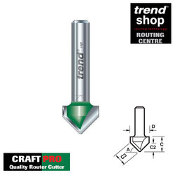 Trend C043 CraftPro Chamfer V Groove 60 Degree 12.7 mm 1/4" Shank 