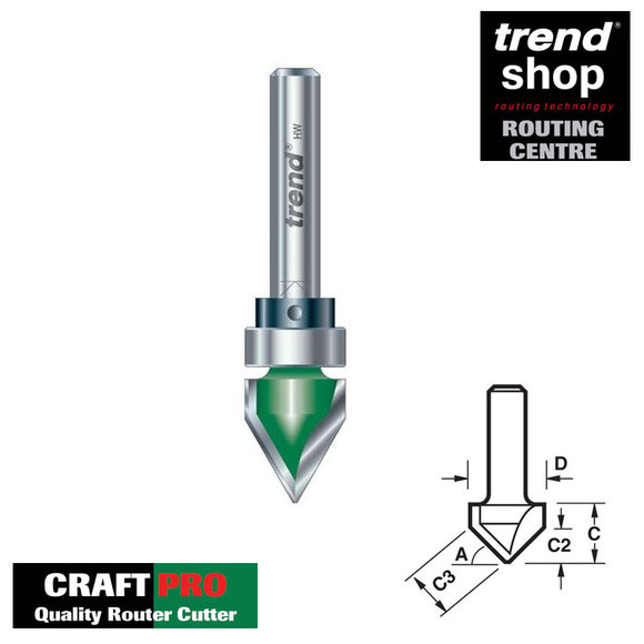 Trend Routing, Trend C043B CraftPro 45 Degree Guided Groove Cutter 