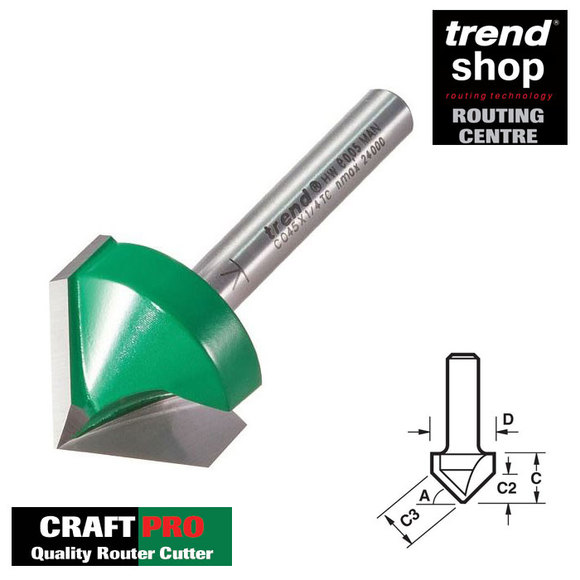 Trend Routing, Trend C045C CraftPro Chamfer V Groove 45 Degree 51 mm
