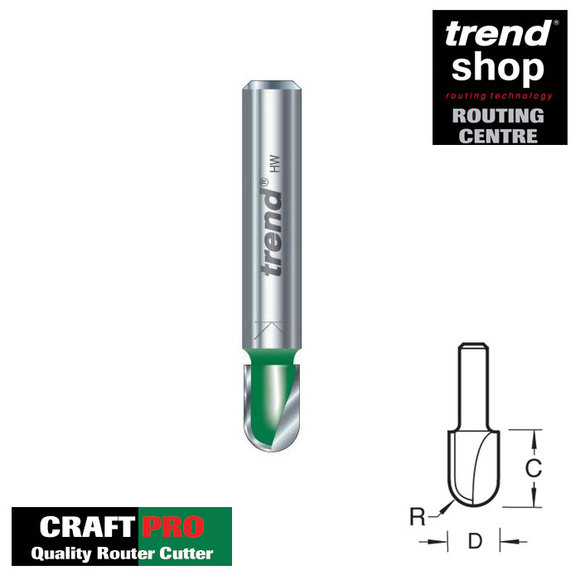 Trend Routing, Trend C054 CraftPro 6.3 mm Radius x 12.7 mm Diameter 1/2" Shank