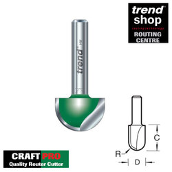 Trend C056 CraftPro 9.5 mm Radius x 19.1 mm Diameter 1/4" Shank