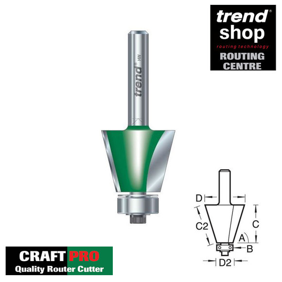 Trend Routing, Trend C138C CraftPro 75 Degree Guided Bevel Cutter