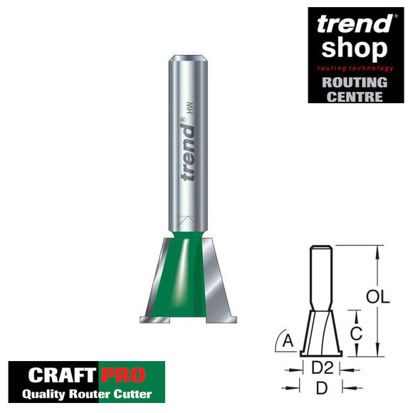 Trend Routing, Trend C160 CraftPro Dovetail Cutter 17.7 mm Diameter With Spurs