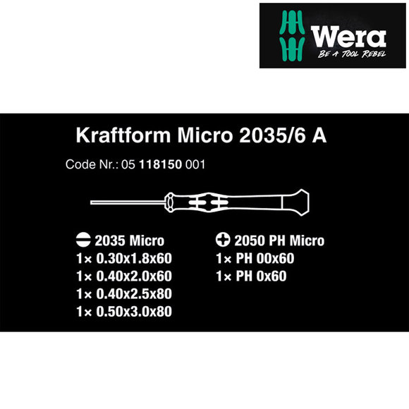 Wera, , Wera 2035/6A Kraftform MICRO Screwdriver Set
