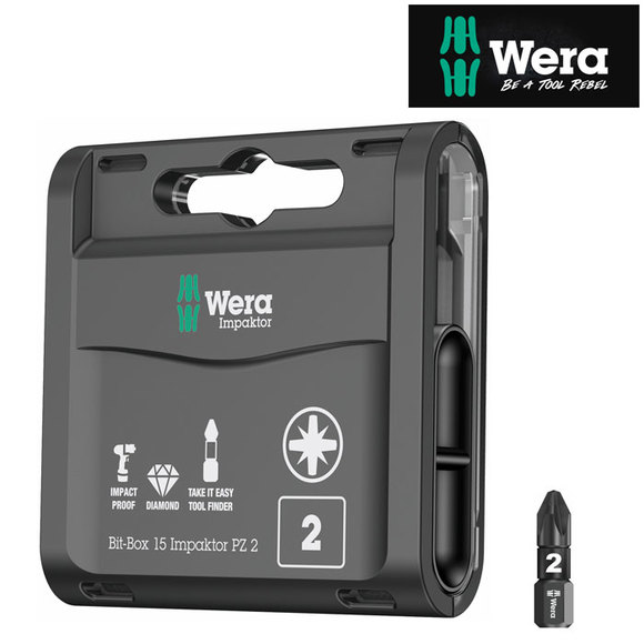 Wera, Wera Bit-Box 15 Impaktor PZ - Screwdriver Bits PZ2