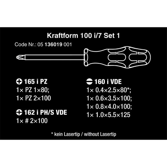 Wera, , Wera Kraftform 100 i/7 Set 1 VDE Screwdriver Set