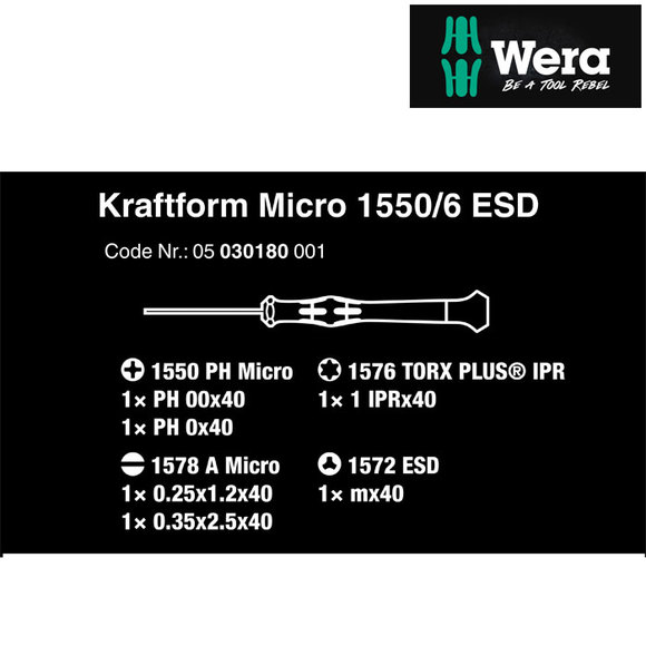 Wera, , Wera Kraftform ESD Screwdriver Set For Electronics Applications 