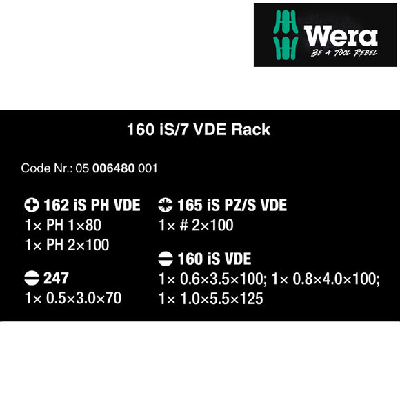 Wera, , Wera Kraftform iS/7 VDE Rack Screwdriver Set
