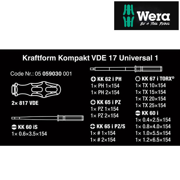 Wera, , Wera Kraftform Kompakt VDE 17 Universal 1 Set