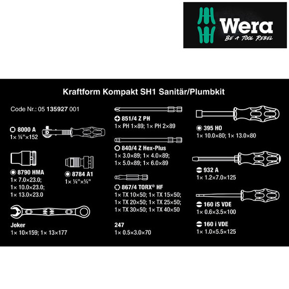 Wera, , Wera Kraftform Kompakt SH1 Plumbkit