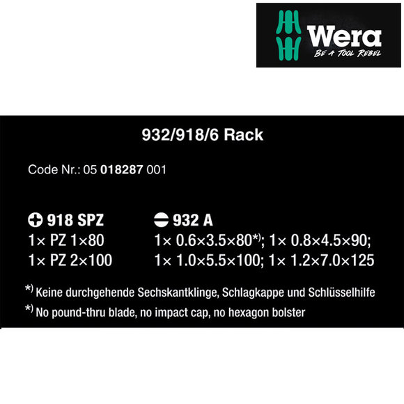 Wera, , Wera Kraftform Plus Chiseldriver 6 Piece Set With Rack