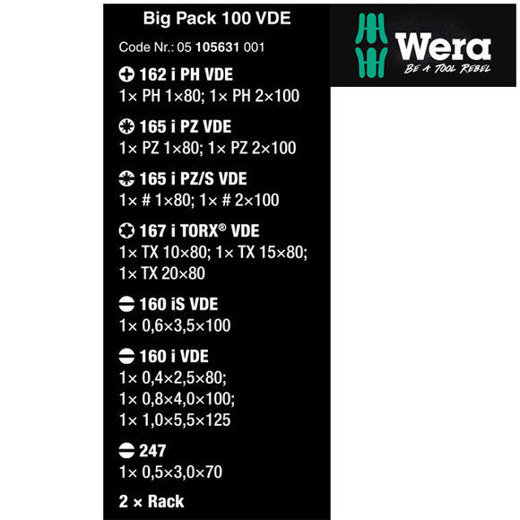 Wera, , Wera Kraftform Plus VDE Big Pack 100 Screwdriver Set
