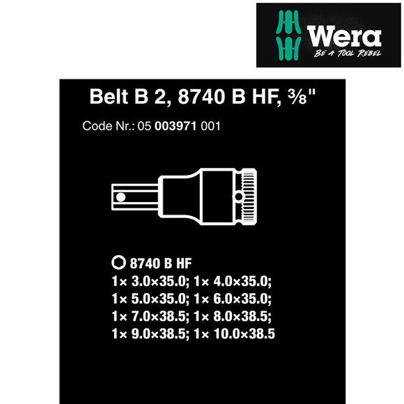 Wera, , Wera Zyklop In Hex Plus 3/8" Drive Bit Socket 8 Piece Set