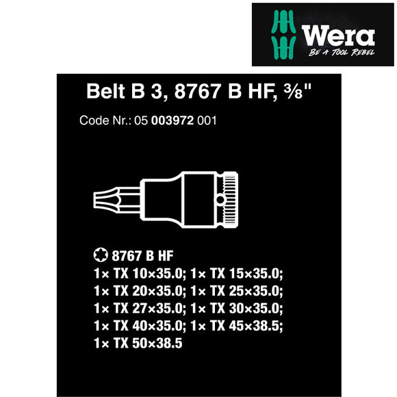 Wera, , Wera Zyklop TORX Bit Socket 3/8" Drive 9 Piece Set